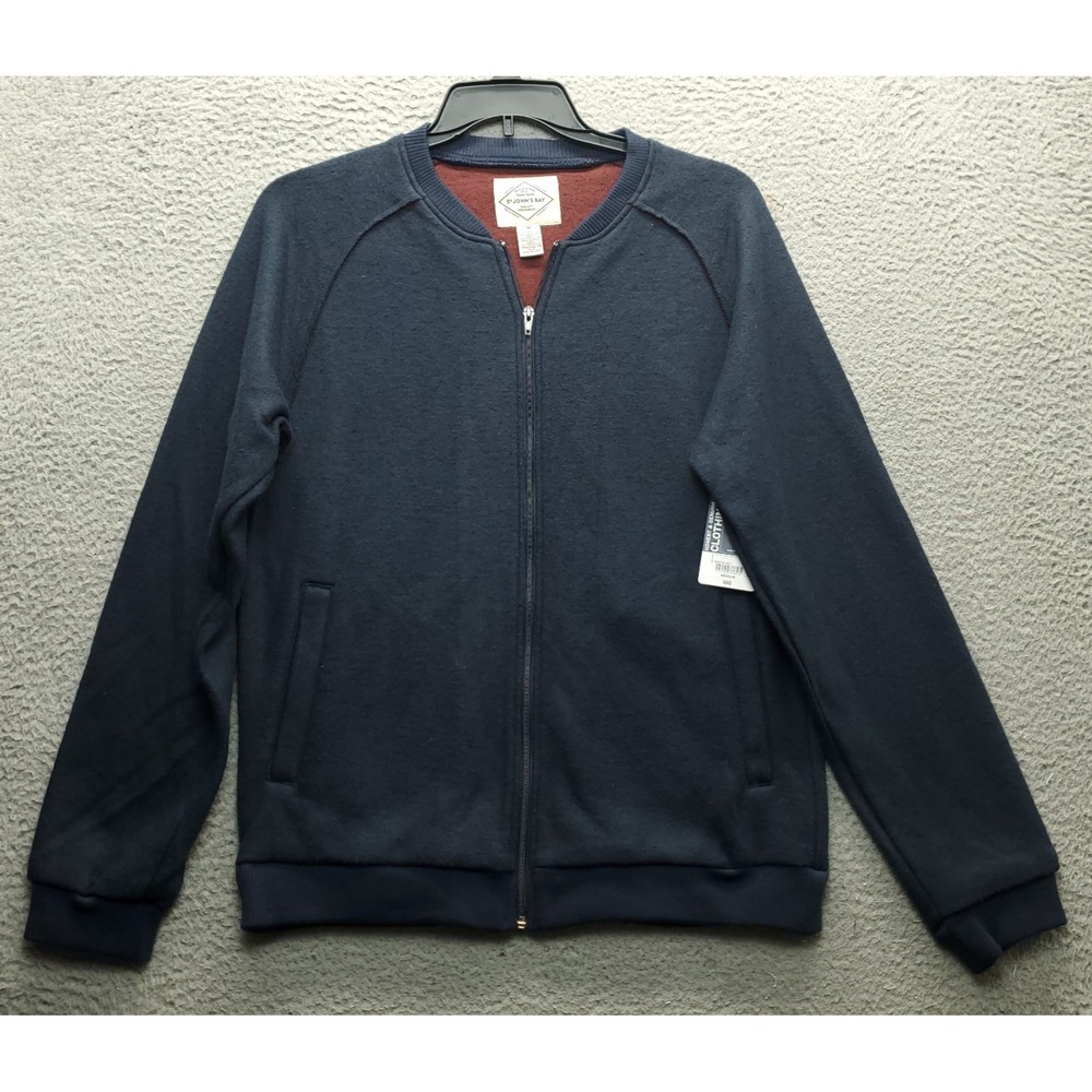 St. John's Bay Sweater Mens Medium Navy Thick Chunky Knit Classic Fit Full Zip